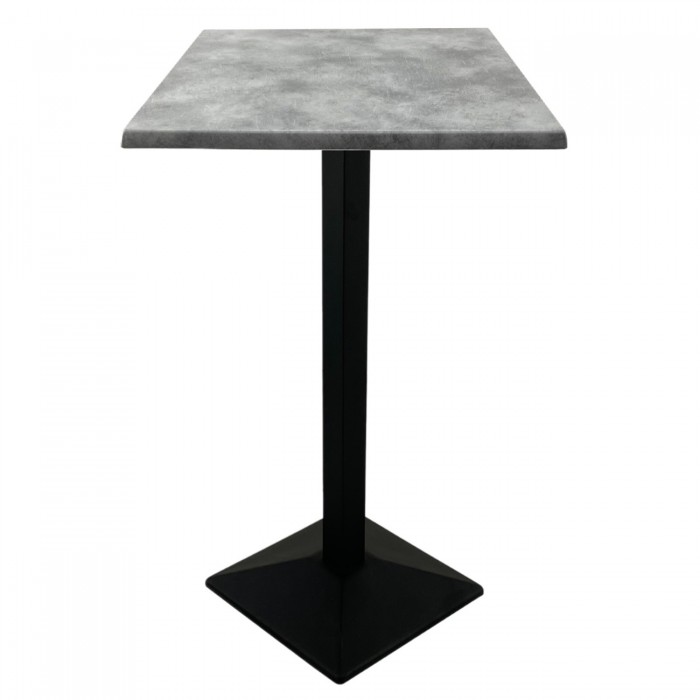 Masa bar patrata blat werzalit 70x70xh112cm Raki Copperfield cu picior metalic negru 40x40xh110cm