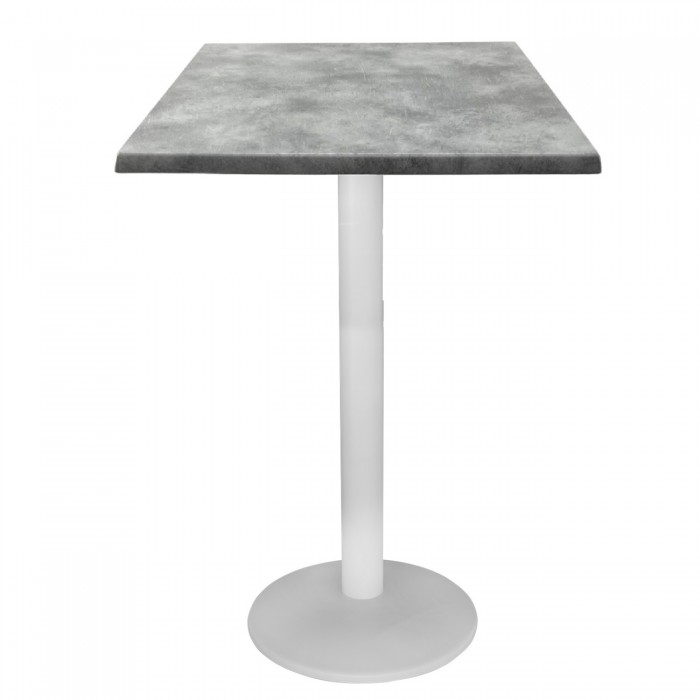 Masa bar patrata blat werzalit 70x70xh112cm Raki Copperfield cu picior metalic alb 43xh110cm