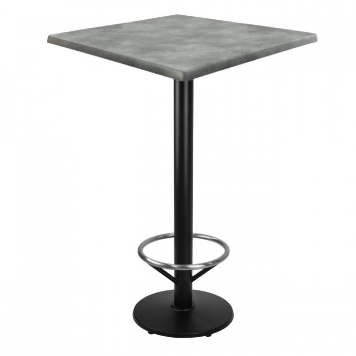 Masa bar patrata blat werzalit 70x70xh112cm Raki Copperfield cu picior metalic negru cu suport picioare 43xh110cm