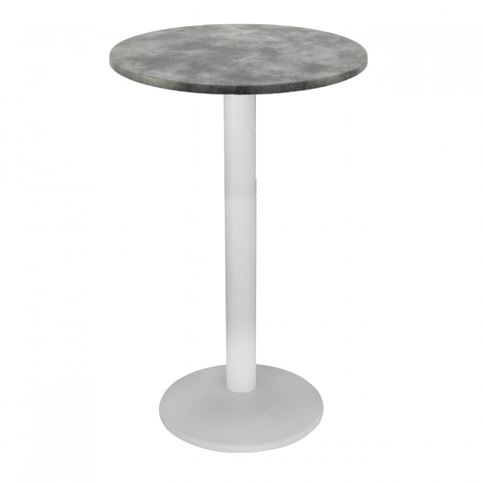 Masa bar Raki Copperfield 60xh112cm blat werzalit si picior metalic alb 43xh110cm