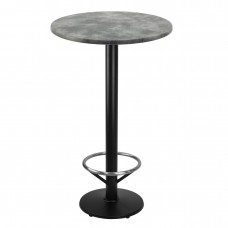 Masa bar Raki Copperfield 60xh112cm blat werzalit si picior metalic negru cu suport picioare 43xh110cm