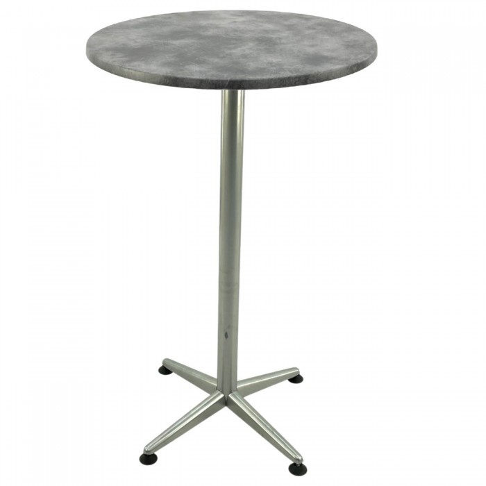 Masa bar Raki Copperfield blat werzalit 70xh107cm cu picior metalic clasic gri h105