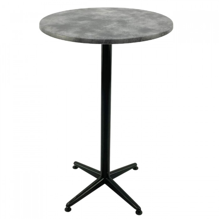 Masa bar Raki Copperfield blat werzalit 70xh107cm cu picior metalic clasic negru h105