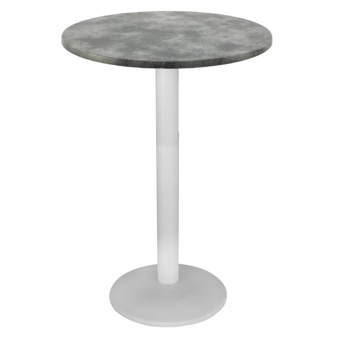 Masa bar Raki Copperfield blat werzalit 70xh112cm cu picior metalic alb 43xh110cm