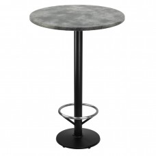 Masa bar Raki Copperfield blat werzalit 70xh112cm cu picior metalic negru cu suport picioare 43xh110cm