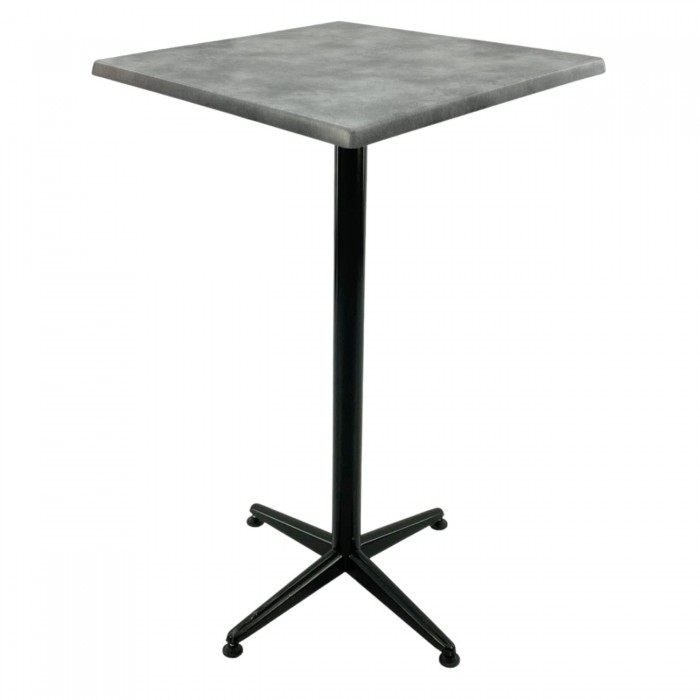 Masa inalta bar patrata Raki Copperfield  80x80xh107cm blat werzalit si picior metalic clasic negru h105