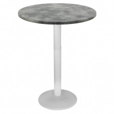 Masa inalta bar rotunda blat werzalit 80xh112cm Raki Copperfield si picior metalic alb 43xh110cm