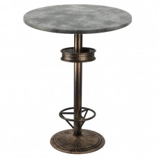 Masa inalta bar rotunda blat werzalit 80xh112cm Raki Copperfield si picior metalic aspect vintage bronz antichizat 50xh110cm