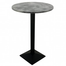 Masa inalta bar rotunda blat werzalit 80xh112cm Raki Copperfield si picior metalic negru 40x40xh110cm
