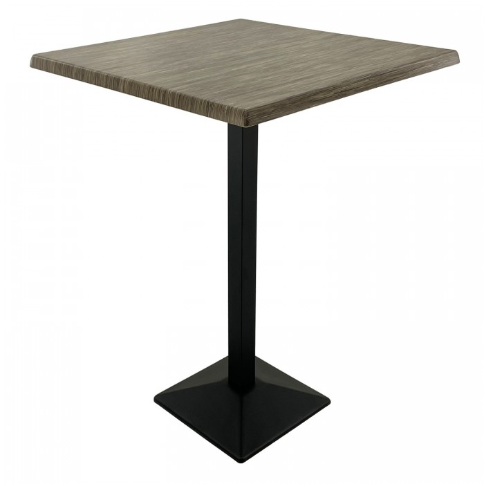 Masa bar inalta patrata 80x80xh112cm Raki Dark Seagrass blat werzalit si picior metalic negru 40x40xh110cm