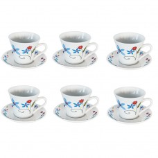 Set cesti cu farfurioare 200ml pentru  ceai din portelan, 12 piese,MN015617