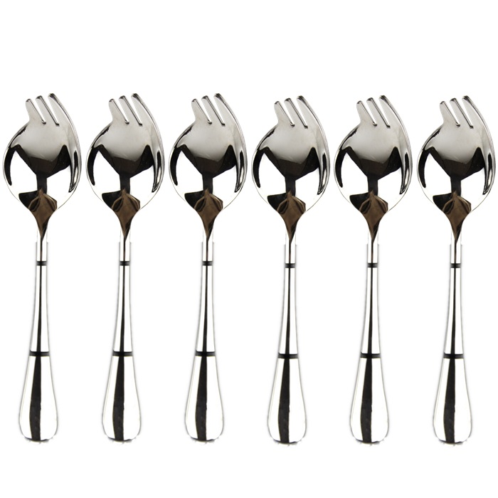 Set 6 linguri/furculite pentru spaghete/taitei CULINARO UNI, inox, spork
