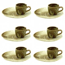 Set ceai/cafea 12 piese portelan, ceasca 100ml cu farfurioara tip desert 21,5x17,5xh2cm CULINARO SAHARA