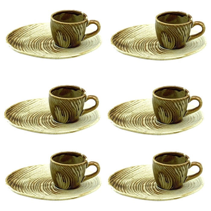 Set ceai/cafea 12 piese portelan, ceasca 100ml cu farfurioara tip desert 21,5x17,5xh2cm CULINARO SAHARA