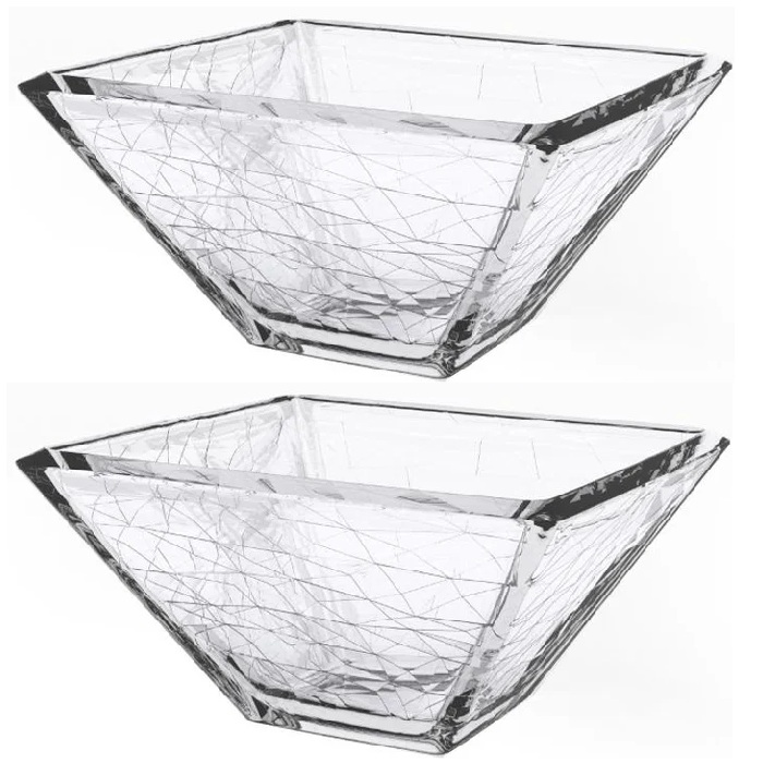 Bol patrat din sticla temperata VIDIVI DOLOMITE 3700ml 26x26xh12,5cm