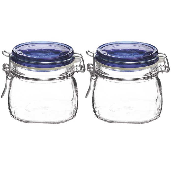Borcan sticla cu inchidere ermetica BORMIOLI FIDO 500ml capac albastru (1.49510)