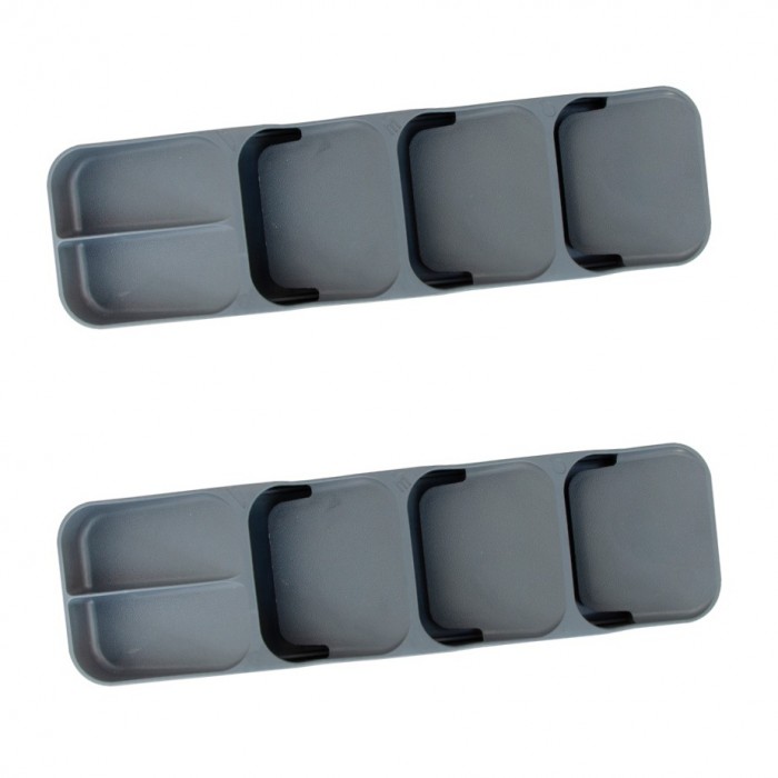 Set 2 organizatoare tacamuri cu 5 compartimente 39x11xh5cm, antracit