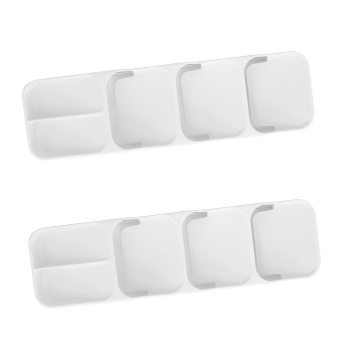 Set 2 organizatoare tacamuri cu 5 compartimente 39x11xh5cm, alb