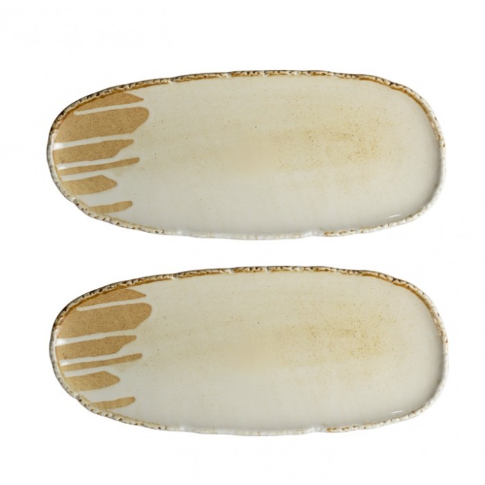 Farfurie ovala intinsa din portelan CULINARO FUJI, 35x15xh2cm, bej