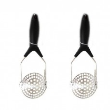 Set 2 zdrobitoare cartofi din inox cu maner negru RAKI