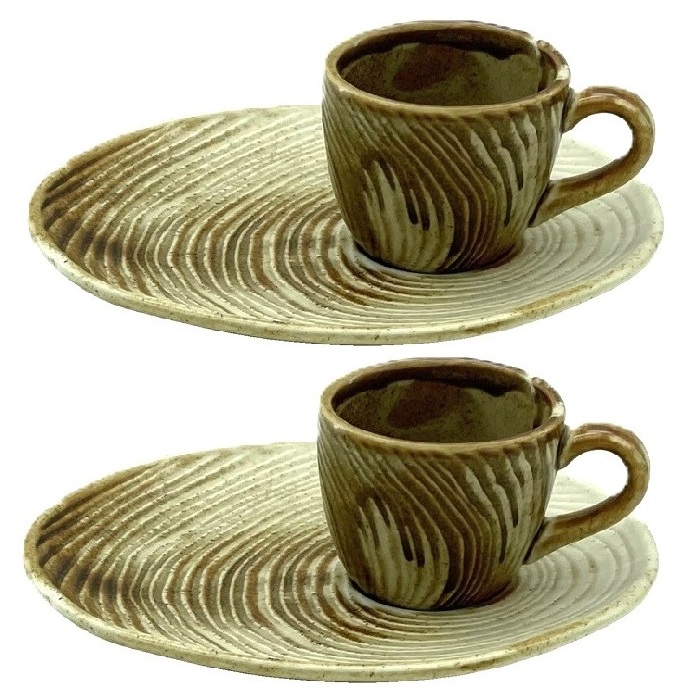 Set ceasca cafea cu farfurioara tip desert CULINARO SAHARA, 100ml, portelan