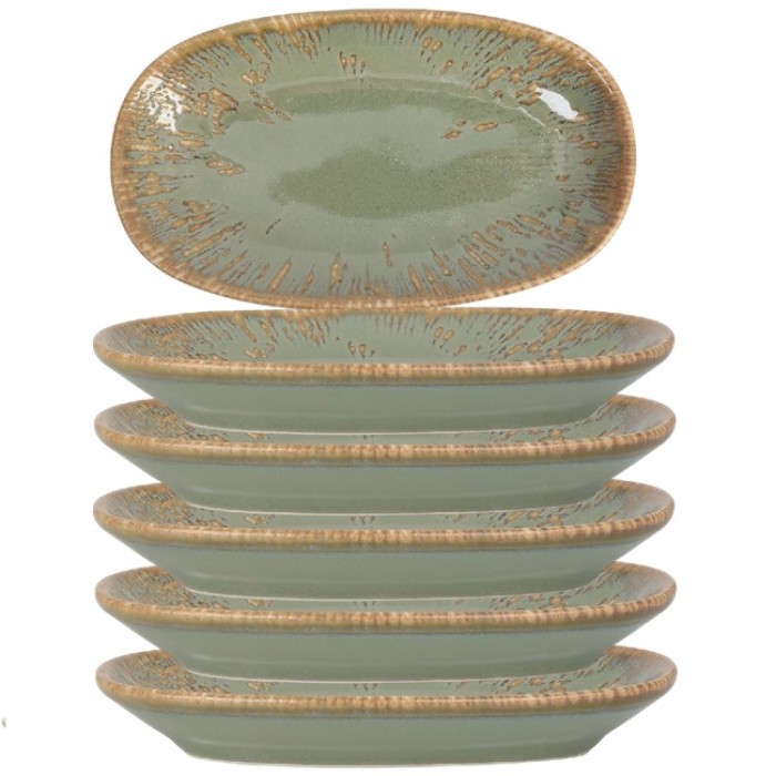 Farfurie ovala portelan BONNA SNELL SAGE, 15x8,5cm, verde (S-SAG SNL GRM 15OKY)