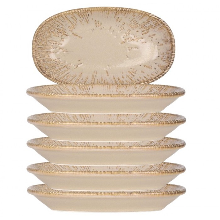 Farfurie ovala portelan BONNA SNELL SAND, 15x8,5cm, bej (S-SAN SNL GRM 15OKY)