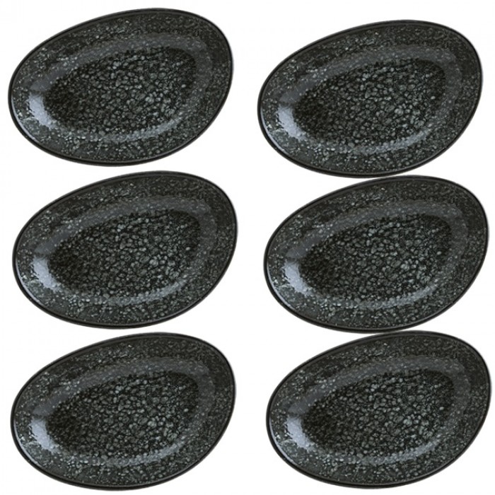 Farfurie ovala portelan BONNA COSMOS BLACK 15x8,5cm, 130ml (COSBL VAO 15OKY)