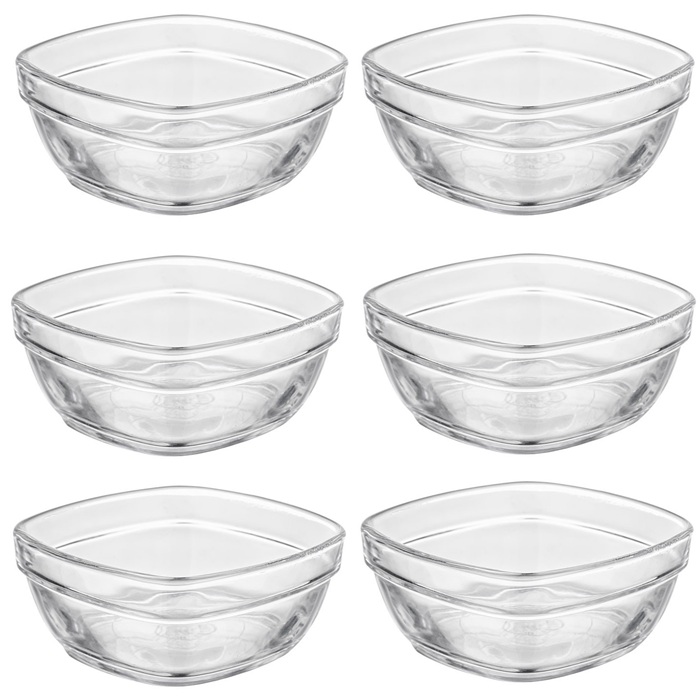 Set 6 boluri patrate   sticla termorezistenta DURALEX seria KARRE 17см  115cl