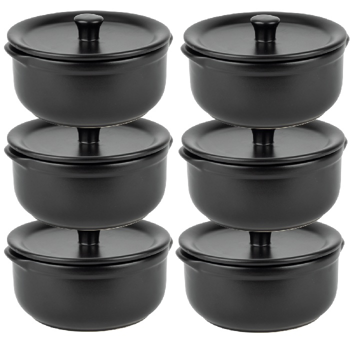 Vas ceramic cu capac CULINARO, D14xh6,6cm, 600ml, negru mat