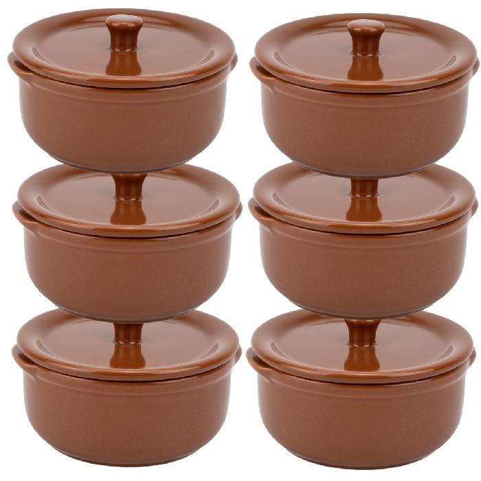 Vas ceramic cu capac CULINARO, D14xh6,6cm, 600ml, maro