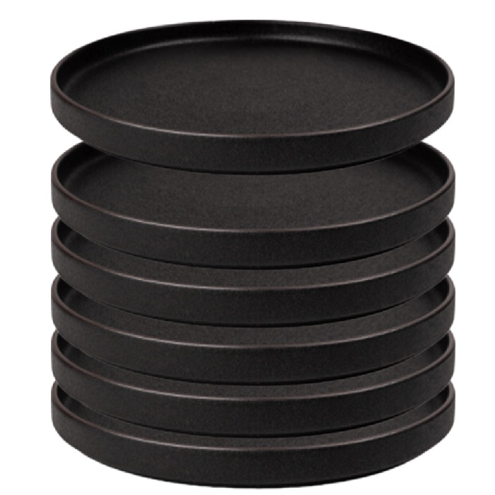 Farfurie intinsa ceramica cu margine CULINARO BLACK CERAMIC, D15xh1,5cm, neagra