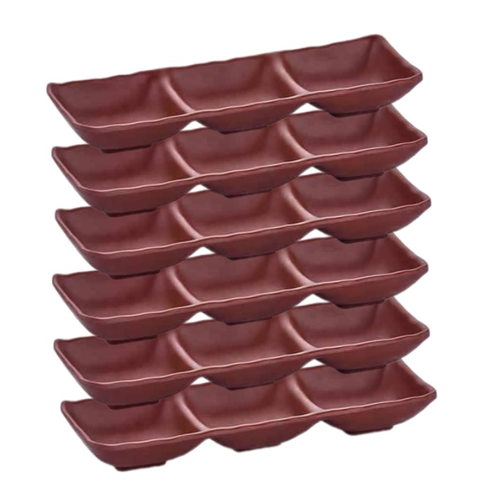 Bol ramekin triplu melamina RAKI, 26,5x8,8xh3,7cm, maro