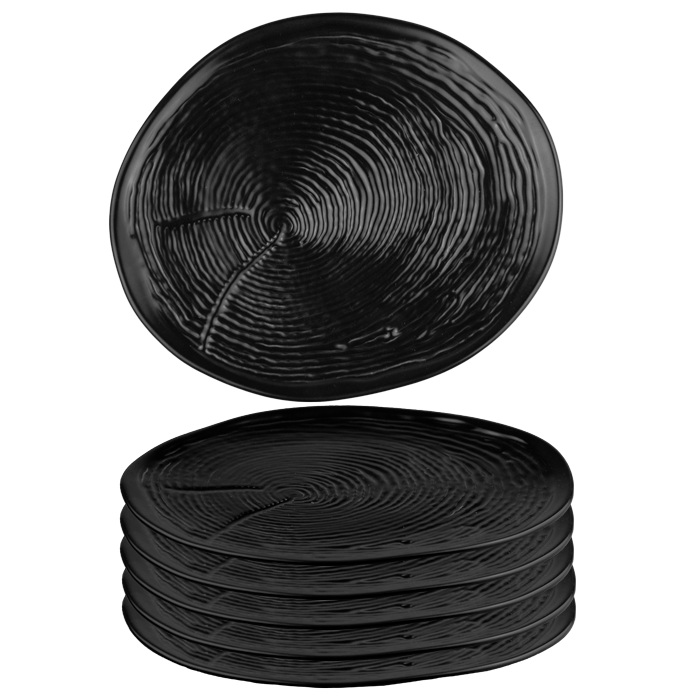 Farfurie intinsa portelan cu striatii CULINARO WILLOW BLACK, 19cm