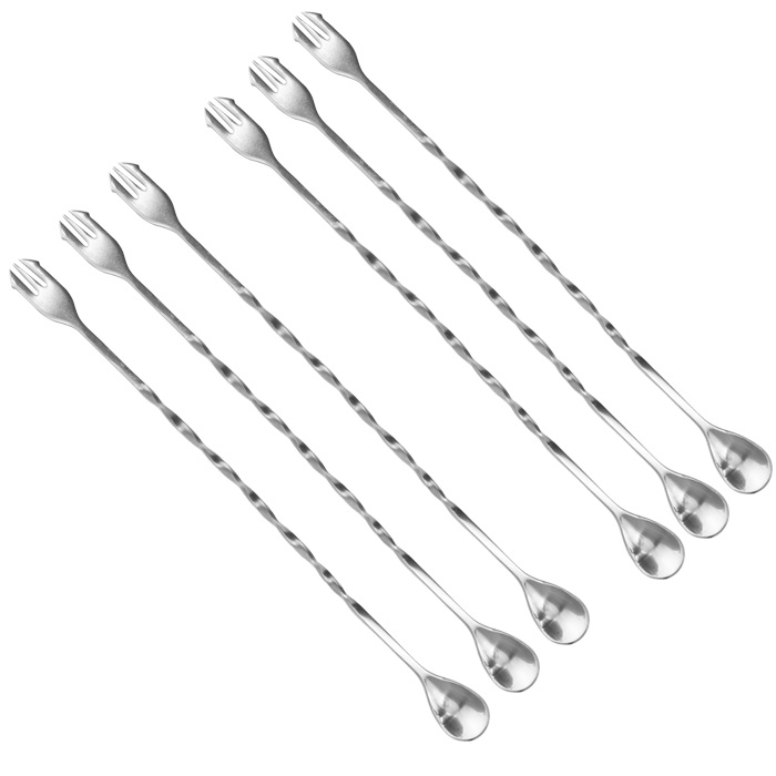 Lingura cocktail, bar, cu furculita RAKI inox 25cm