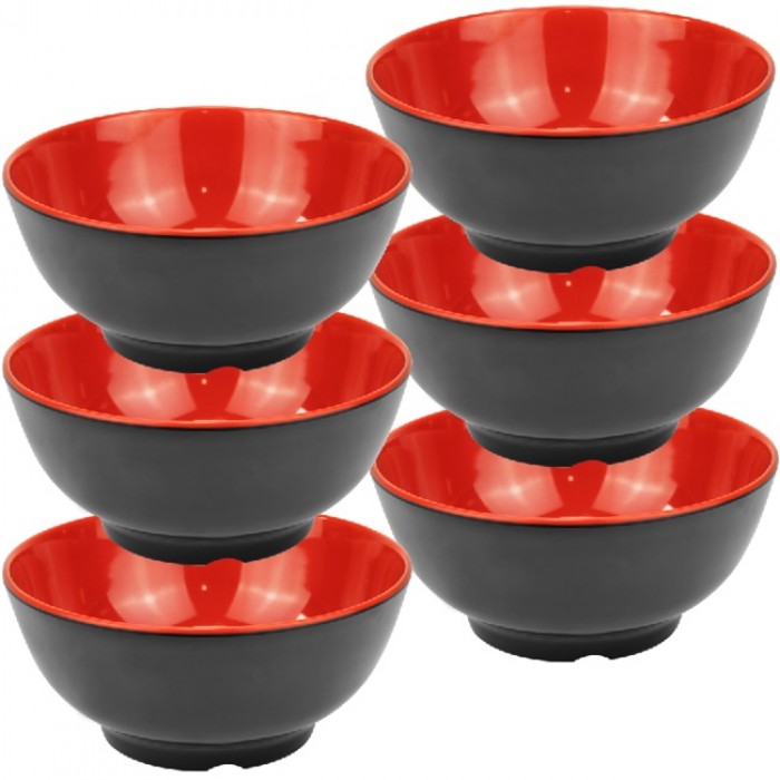 Bol pentru orez RAKI SHIBUI, D17,5xh7,9cm, melamina, negru/rosu