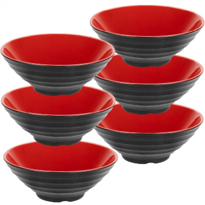 Castron melamina RAKI SHIBUI, D20xh7,4cm, negru/rosu