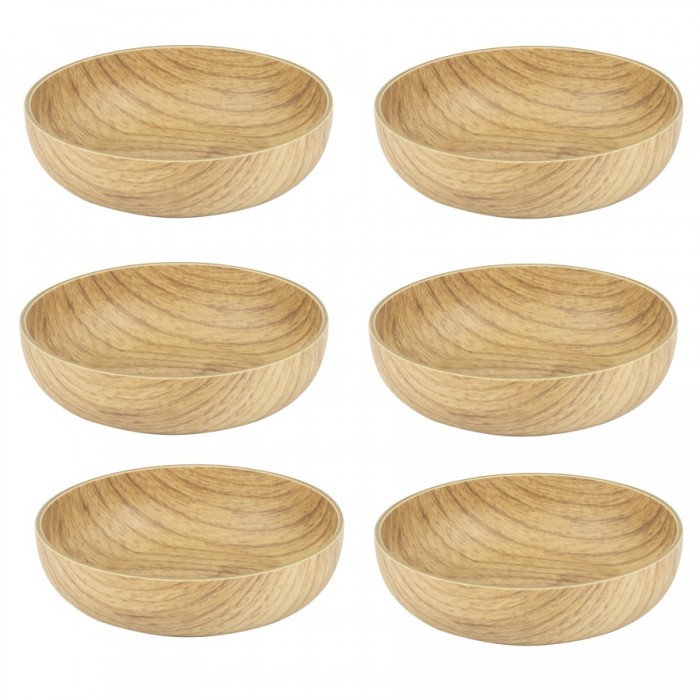 Bol din polistiren antibacterian WILLOW BUFFET, D11xh3cm, aspect lemn