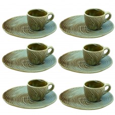Set cafea 12 piese portelan, ceasca 100ml cu farfurioara tip desert CULINARO RIVER