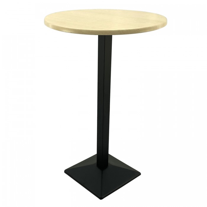 Masa bar inalta rotunda 70x112cm Raki Maple blat werzalit si picior metalic negru 40x40xh110cm