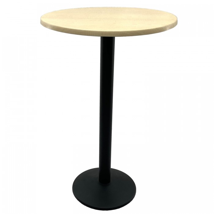 Masa bar inalta rotunda 70x112cm Raki Maple blat werzalit si picior metalic negru 43xh110cm