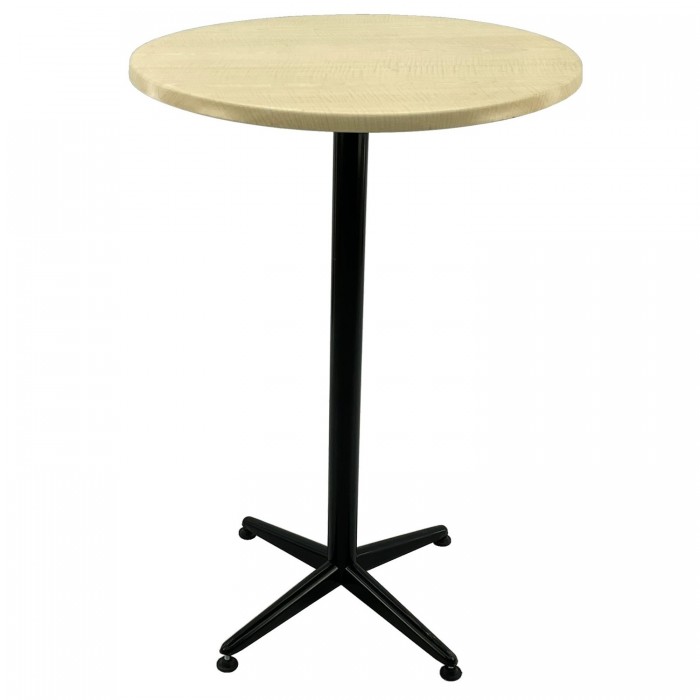 Masa bar inalta rotunda 70xh107cm Raki Maple blat werzalit si picior metalic clasic negru h105