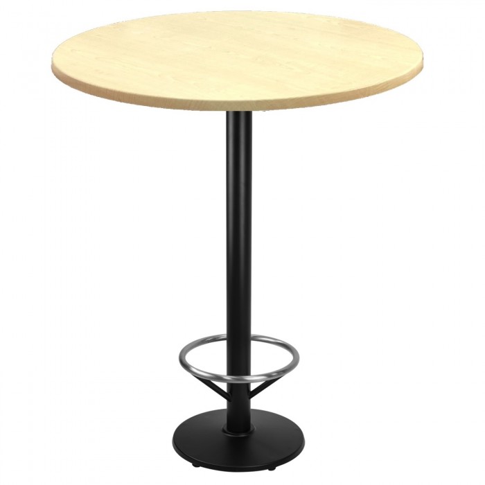 Masa rotunda  inalta bar 80xh112cm Raki Maple blat werzalit si picior metalic negru cu suport picioare 43xh110cm