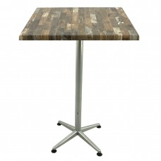 Masa bar patrata Raki Maracaibo 80x80xh107cm blat werzalit si picior metalic clasic gri h105