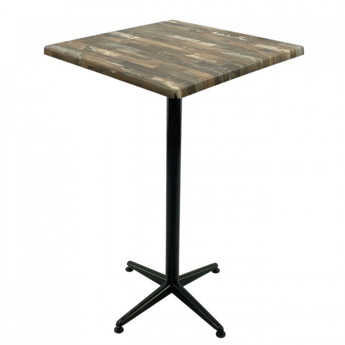 Masa bar patrata Raki Maracaibo 80x80xh107cm blat werzalit si picior metalic clasic negru h105