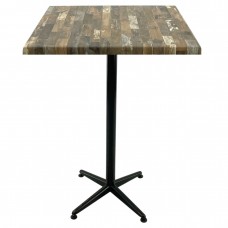 Masa bar patrata Raki Maracaibo 80x80xh107cm blat werzalit si picior metalic clasic negru h105