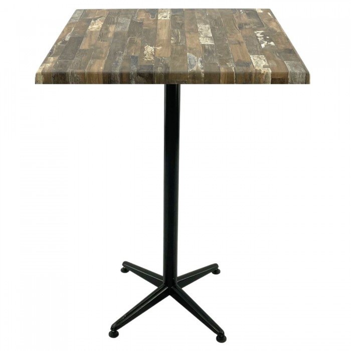 Masa bar patrata Raki Maracaibo 80x80xh107cm blat werzalit si picior metalic clasic negru h105