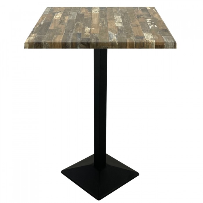 Masa bar patrata Raki Maracaibo 80x80xh112cm blat werzalit si picior metalic negru 40x40xh110cm