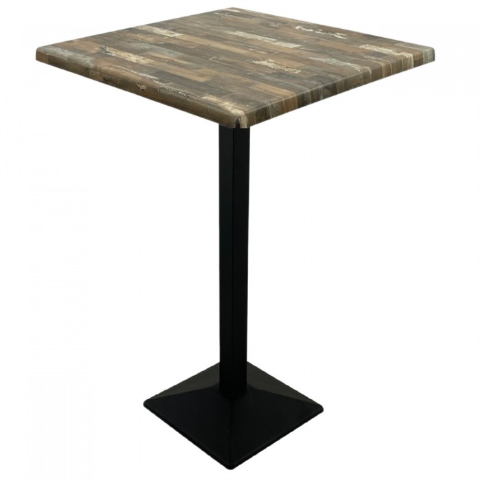 Masa bar patrata Raki Maracaibo 80x80xh112cm blat werzalit si picior metalic negru 40x40xh110cm