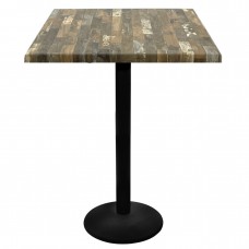 Masa bar patrata Raki Maracaibo 80x80xh112cm blat werzalit si picior metalic negru 43xh110cm